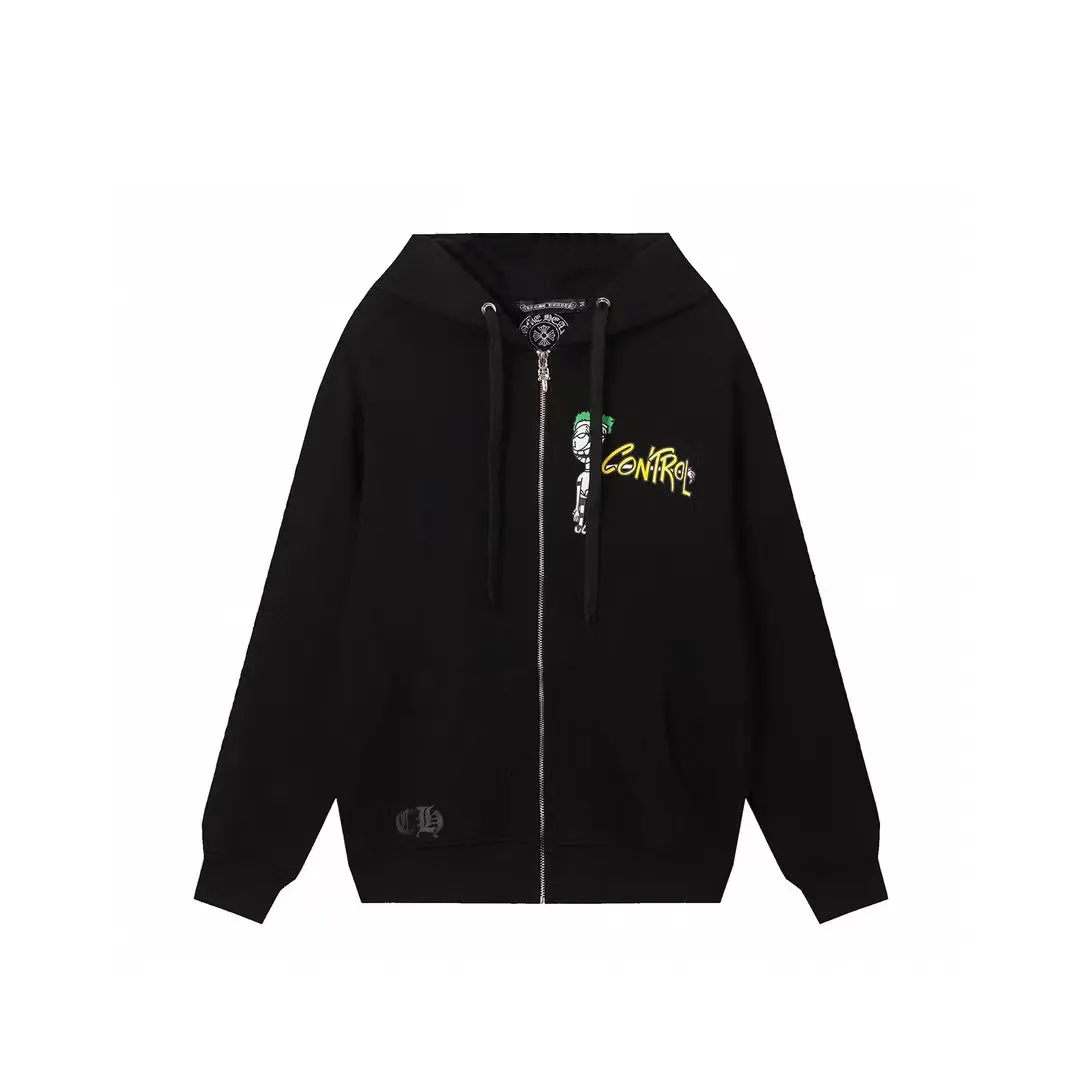 Q02—P230 -Chrome Hearts/Chrome Hearts printed zipper sweatshirt cardigan jacket -420 grams of high-density, high-quality wool, soft, delicate and skin-friendly, soft and silky to the touch, warm and skin-friendly -The hardware zipper accessories are all customized and full of details -Colour: black -Size: S M L XL
